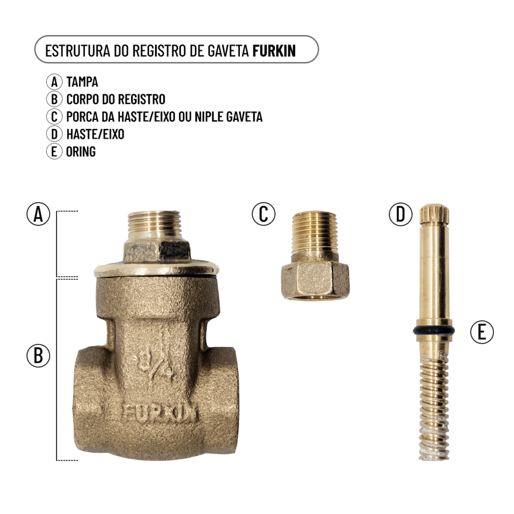 Estrutura do registro de gaveta da furkin com legenda