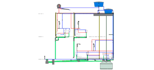 Mapa de uma residência comum exemplificando melhor a altura da caixa d'água.