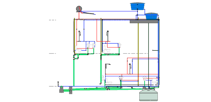 Mapa de uma residência comum exemplificando melhor a altura da caixa d'água.